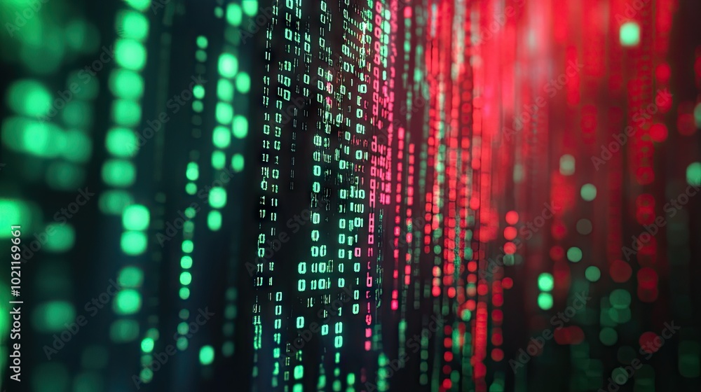 A digital display of colorful binary code with green and red hues, creating a dynamic tech-inspired background. A digital display of colorful binary code with green and red hues, creating a dynamic tech-inspired background.