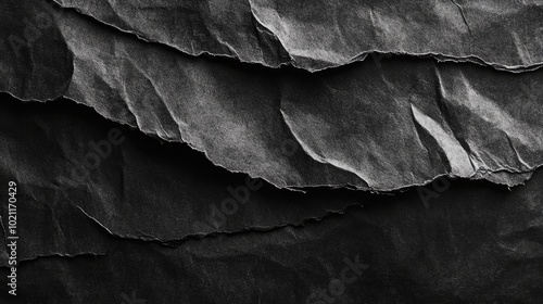 Wallpaper Mural A textured close-up of layered, crumpled black paper, showcasing intricate folds and natural shadows. Torontodigital.ca