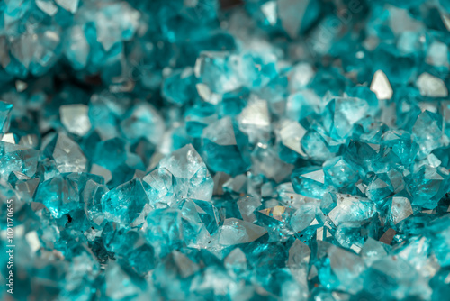 Aquamarine crystal mineral stone. Gems. Mineral crystals in the natural environment. Texture of precious and semiprecious stones. shiny surface of precious stone photo