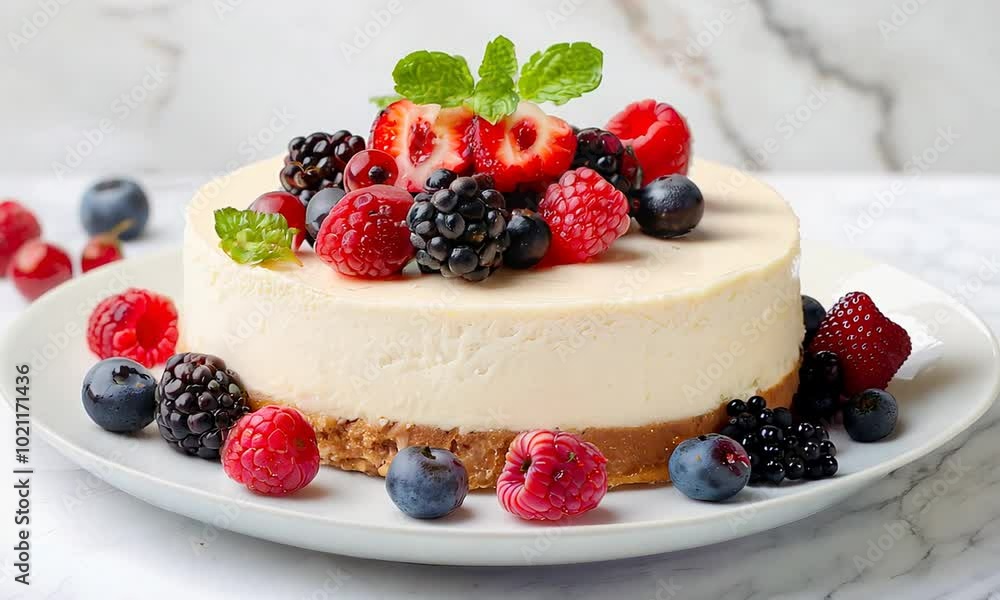 Classic New York cheesecake with berries, rich dessert Classic New York cheesecake with berries, rich dessert