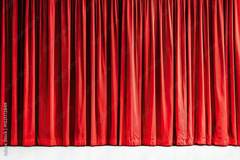 red theater curtain that dropped down as a straight line. Background for inserting text, empty spaces. Isolated on white background with generative ai red theater curtain that dropped down as a straight line. Background for inserting text, empty spaces. Isolated on white background with generative ai