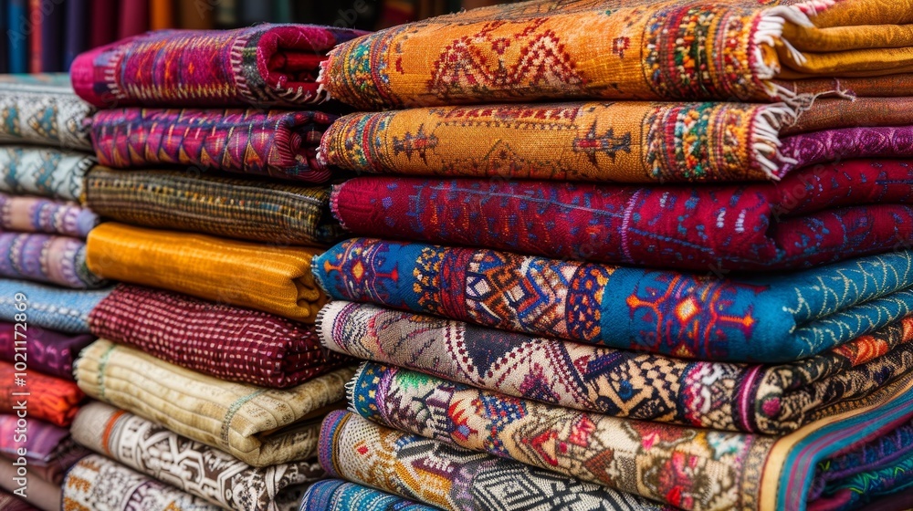 Vibrant textile paradise a colorful display of rich fabrics in red, yellow, blue, green, and orange Vibrant textile paradise a colorful display of rich fabrics in red, yellow, blue, green, and orange