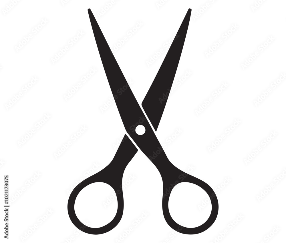Scissors isolated on white background, Scissors icon design, Silhouette scissors icon