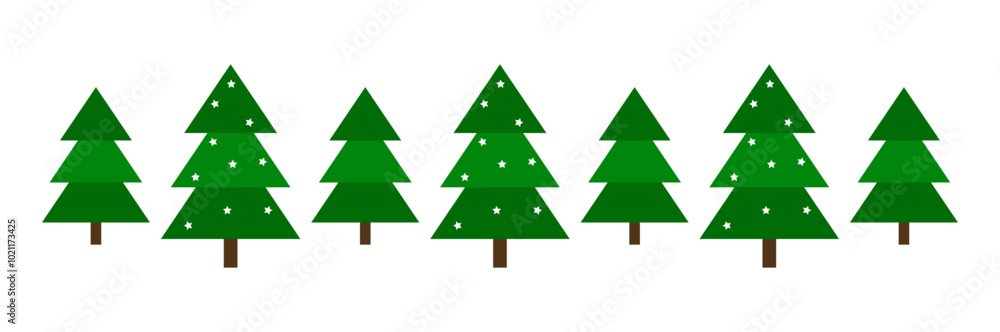 Obraz premium Christmas trees border decor. Design element. Vector illustration.