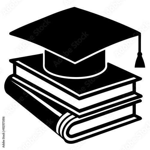 graduation cap and books