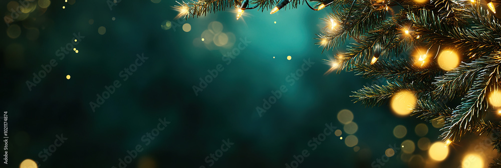 Stimmungsvolle Weihnachtsbeleuchtung mit strahlenden Tannenzweigen Stimmungsvolle Weihnachtsbeleuchtung mit strahlenden Tannenzweigen