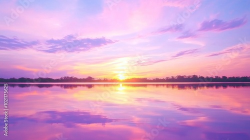 Wallpaper Mural Serene Sunset at Unseen Thailand Lake with Vibrant Sky Reflections and Tree Silhouettes - Ultra Detailed Photography Torontodigital.ca