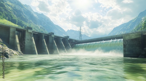 Modern Hydroelectric Dam Generating Clean Power