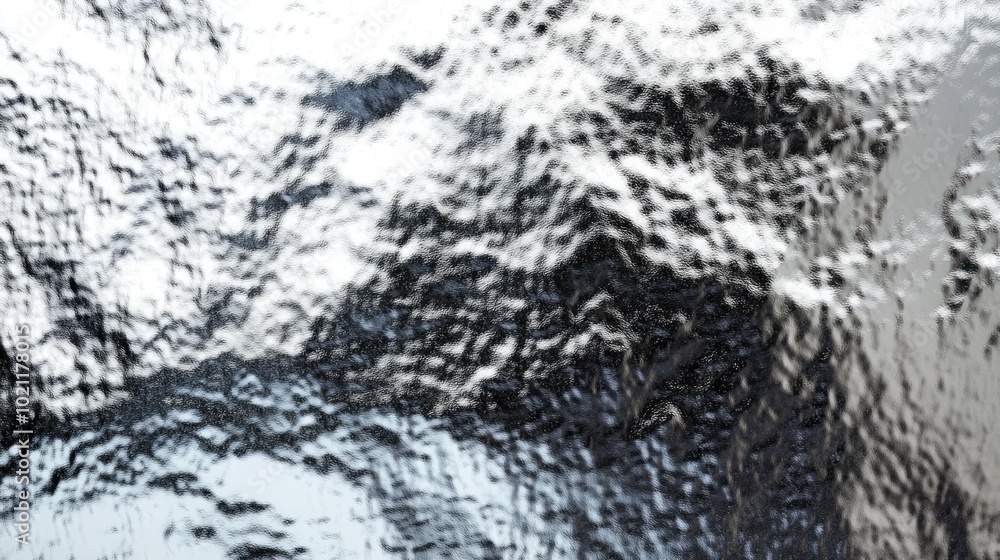 Obraz premium Abstract close-up of textured, rippling glass surface reflecting light.