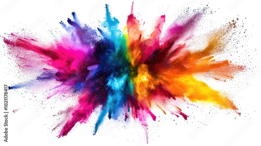 Fototapeta premium Vibrant explosion of colored powders creates a dynamic and energetic visual effect.