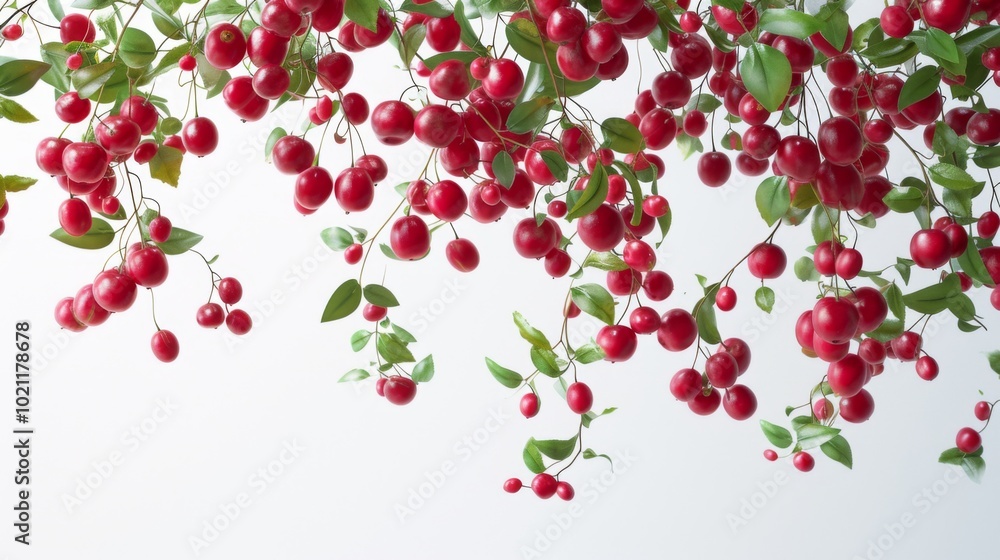 Close-up of Red Berries on a Branch with Green Leaves Close-up of Red Berries on a Branch with Green Leaves