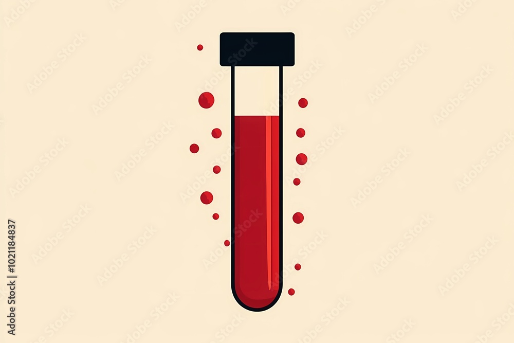 Blood test tube for analysis, set against a medical laboratory background, great for healthcare, diagnostics, and clinical illustrations.