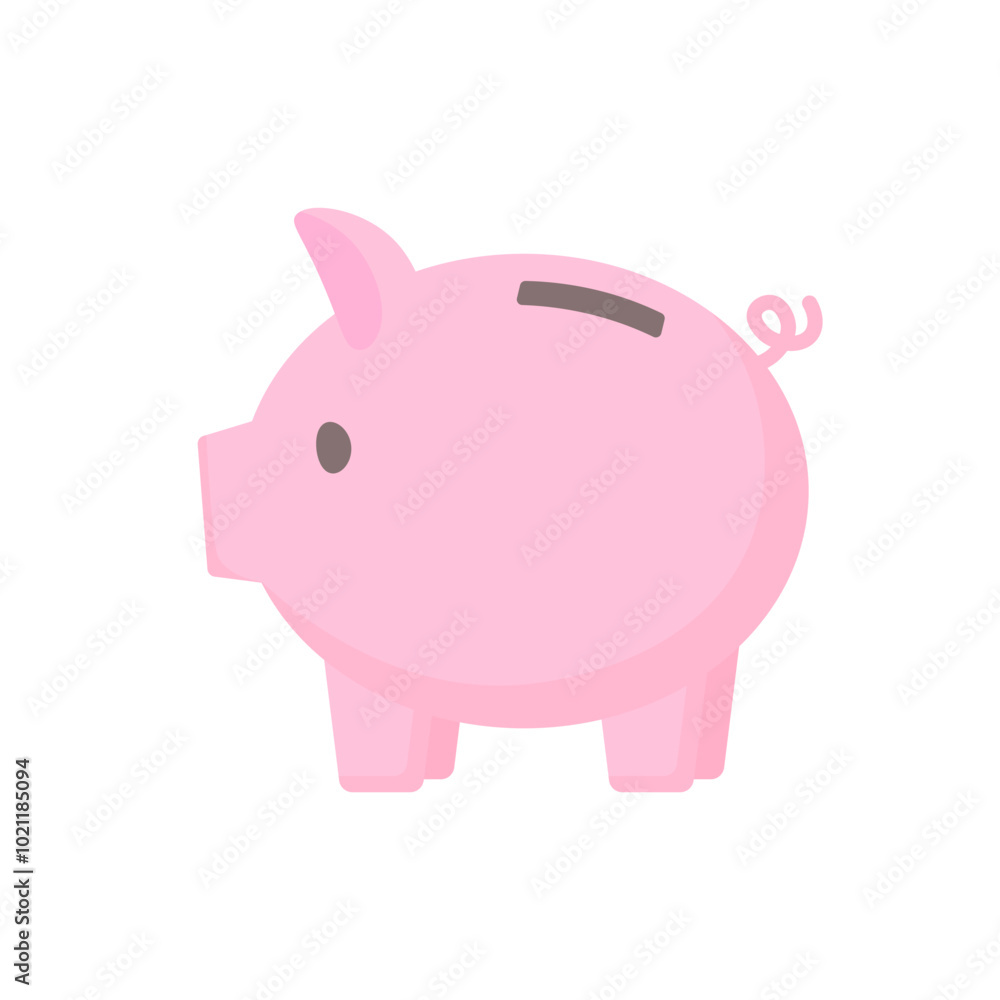 Piggy bank pig in cartoon style on a white isolated background. Symbol of financial savings. savings inflation. Buying a home with accumulated savings. Cute beautiful piggy bank Piggy bank pig in cartoon style on a white isolated background. Symbol of financial savings. savings inflation. Buying a home with accumulated savings. Cute beautiful piggy bank