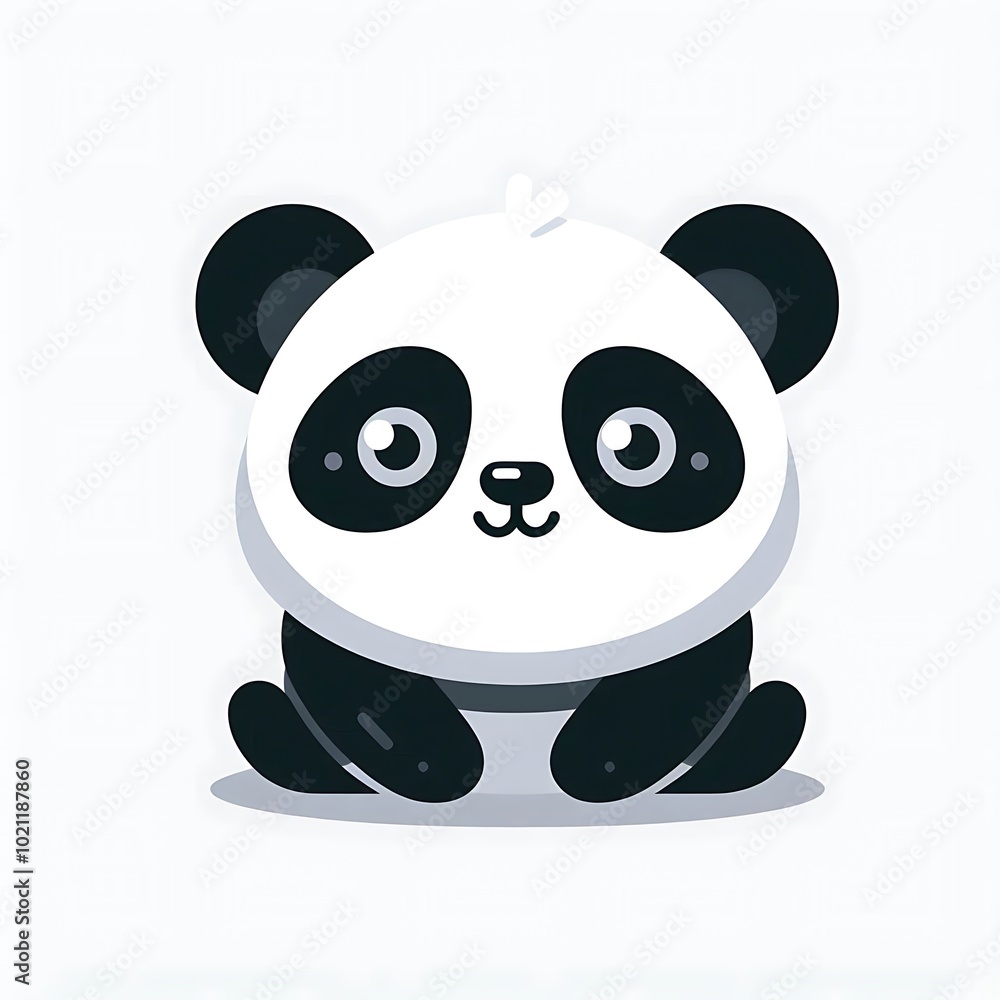 Cute fat lazy panda , flat illustration of cute character Cute fat lazy panda , flat illustration of cute character