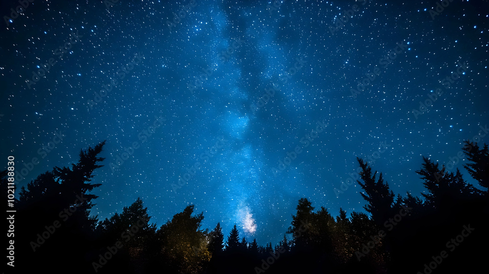 Night Sky with Milky Way and Silhouetted Trees Night Sky with Milky Way and Silhouetted Trees