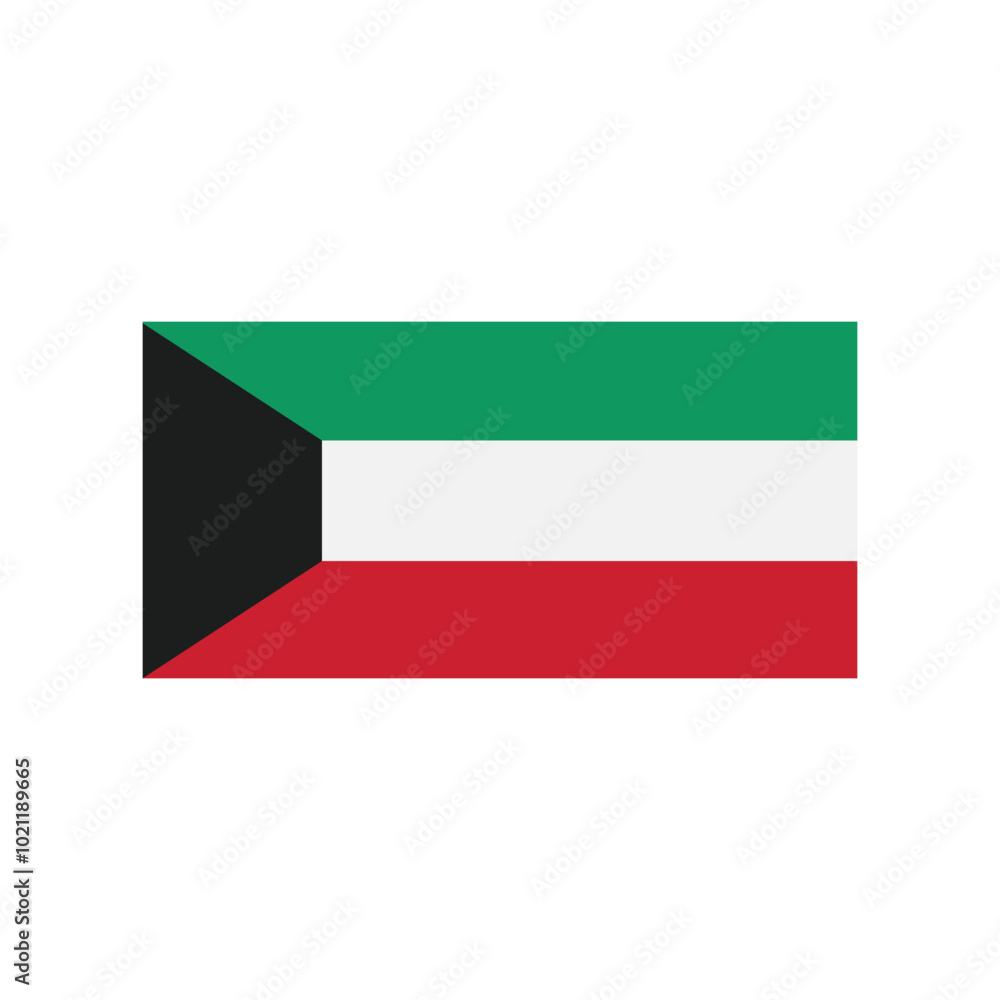 Flag of Kuwait flat vector design on blue background Flag of Kuwait flat vector design on blue background