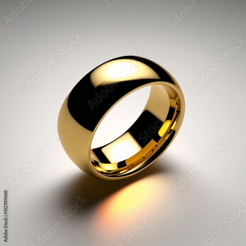 22k yellow gold wide band ring bold statement piece on plain white background photo