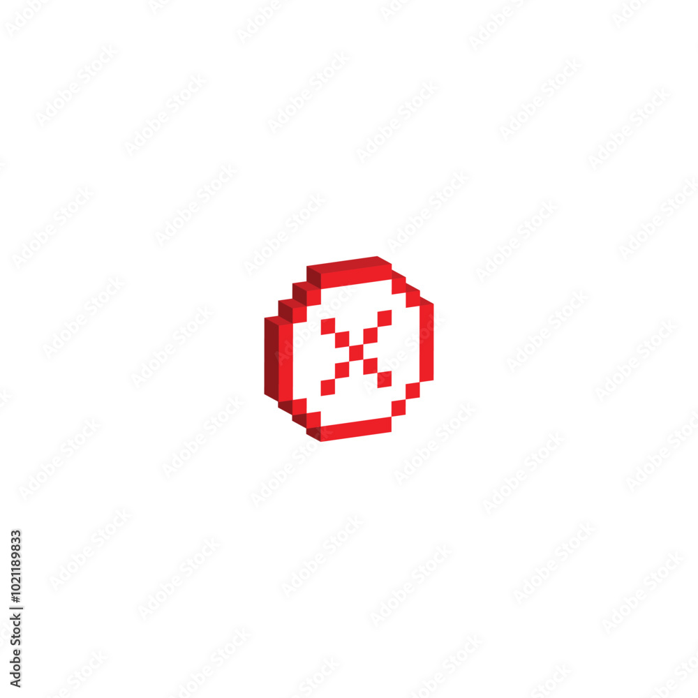 Obraz premium Isometric 3d pixel X mark icons. no icon 8 bit