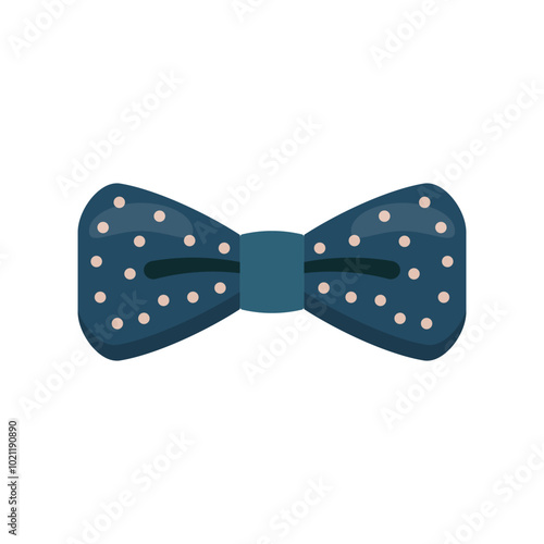 Polka dot bow tie flat vector design isolated on white background