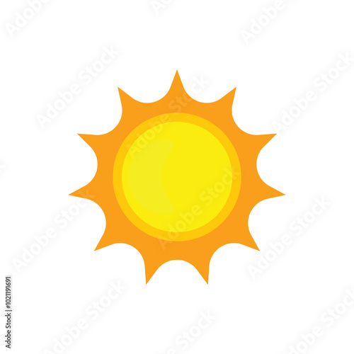 Sun simple and flat vector design isolated on white background