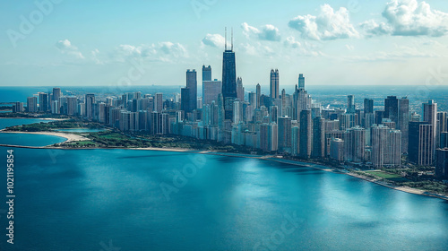 Wallpaper Mural 晴朗的天空，飘动的白云，高楼林立的都市 Torontodigital.ca