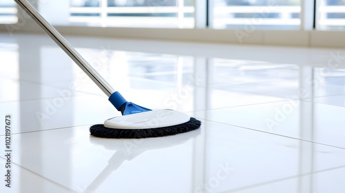 Wallpaper Mural Professional Housekeeper Mopping Floors - Achieving Spotless Sparkling Tiles with Careful Techniques for a Pristine Environment Torontodigital.ca