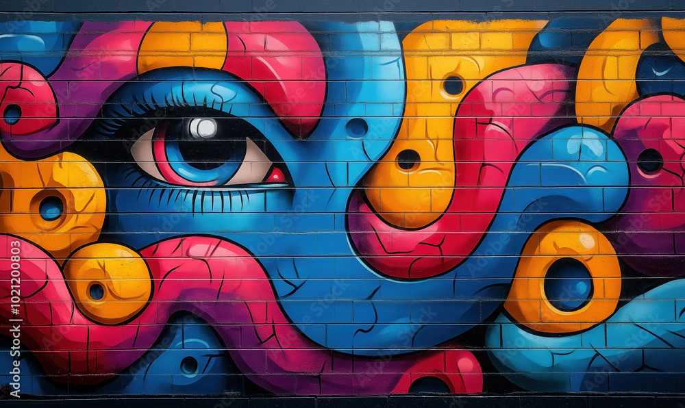 Obraz premium Colorful background, wall art in Hip-hop style.