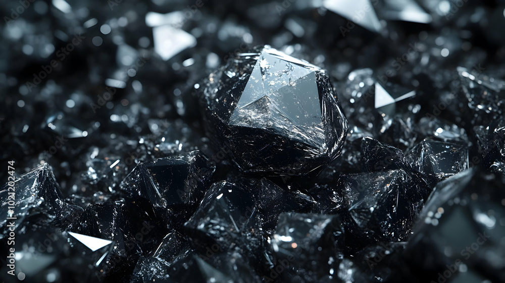 Black Crystal 3D Render - Geometric Shapes Black Crystal 3D Render - Geometric Shapes