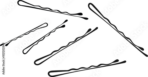 Black Metal Hairpins Accessory Illustration Isolated on White Background