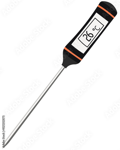 Digital Cooking Thermometer or Food Thermometer Illustration Isolated on White Background