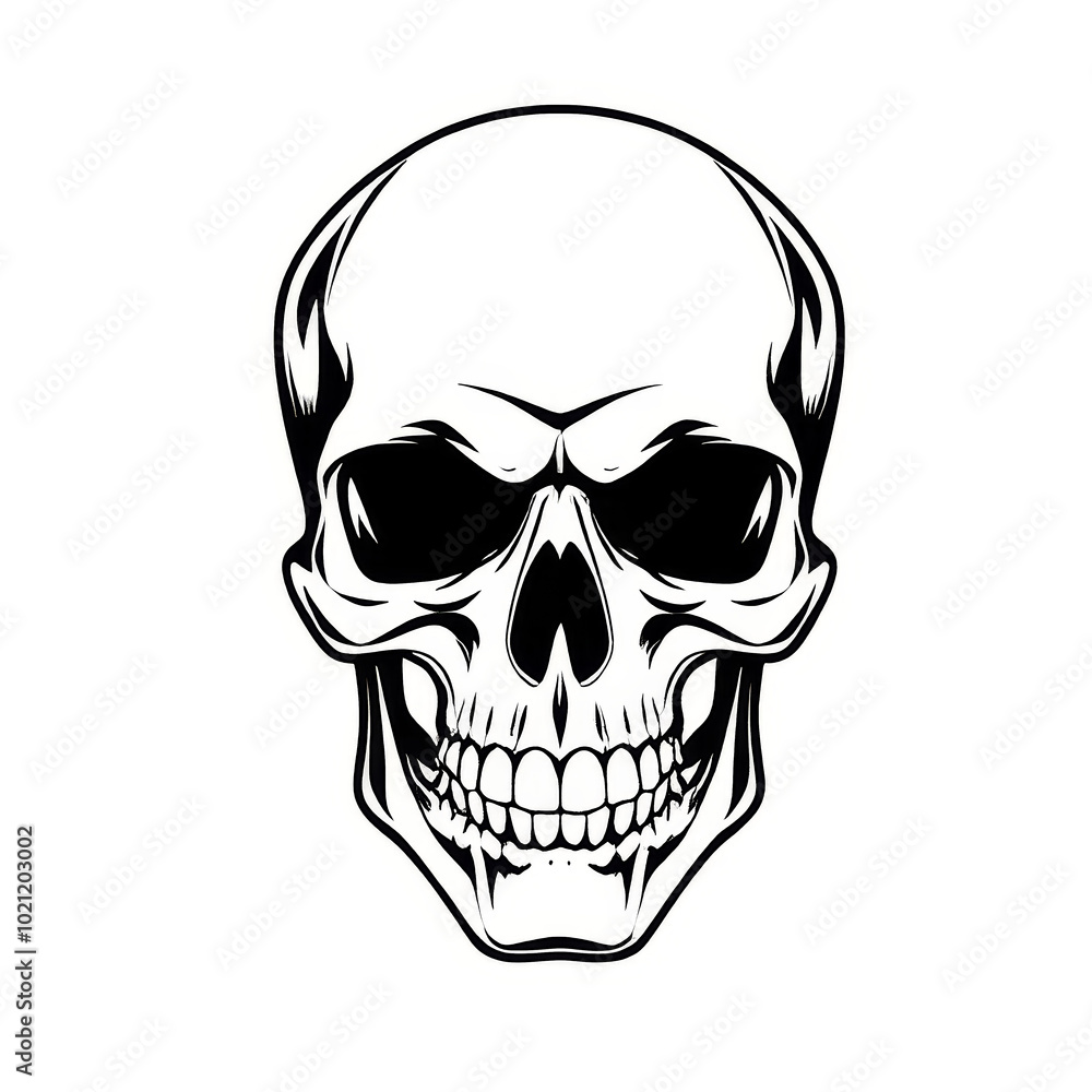 Simple image of a skull facing forward, isolated on a white background Simple image of a skull facing forward, isolated on a white background