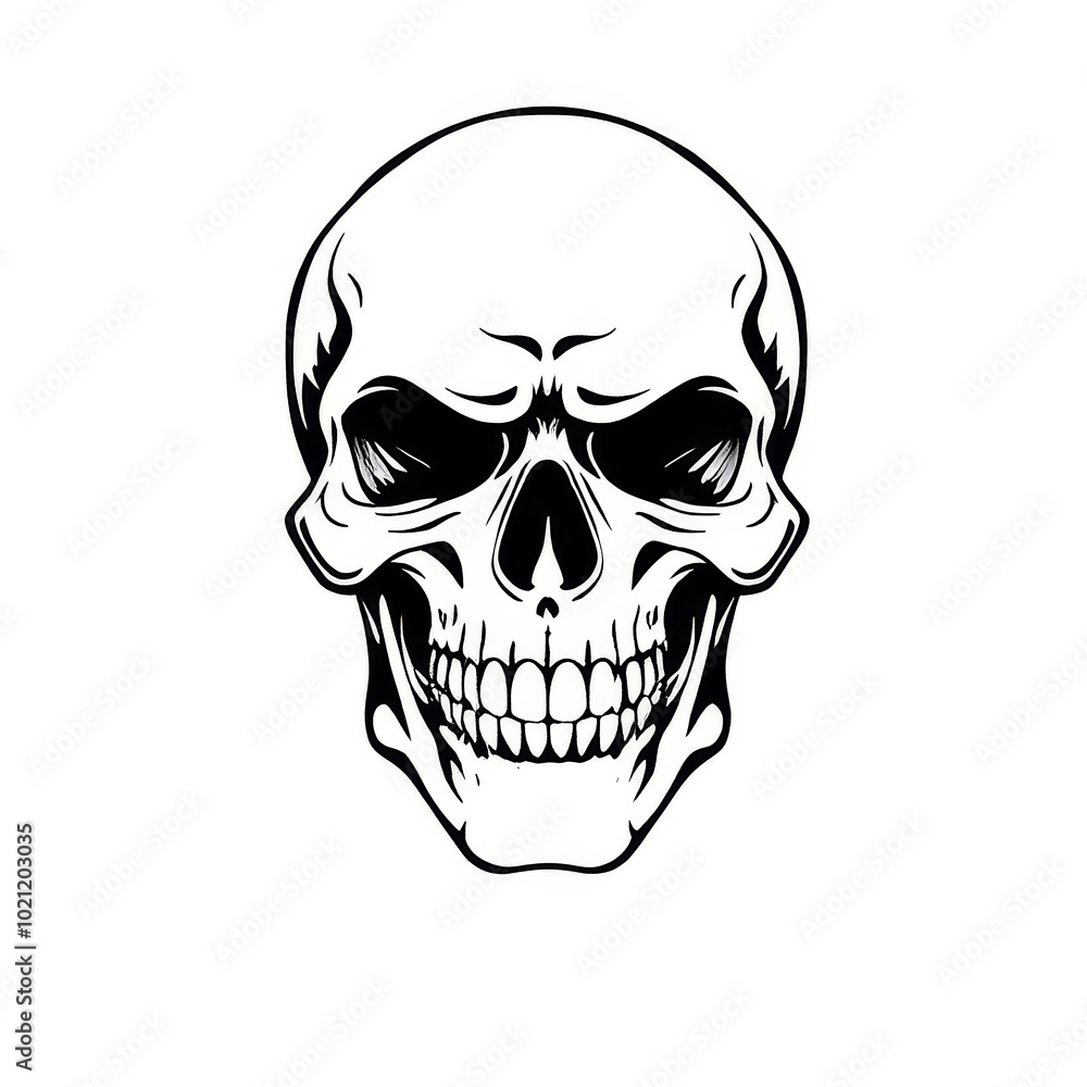 Obraz premium Simple image of a skull facing forward, isolated on a white background