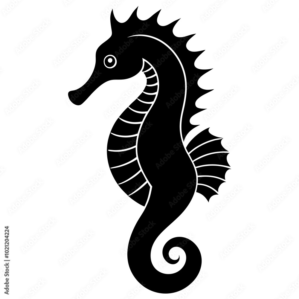 Fototapeta premium Seahorse silhouette, sea horse icon, Seahorse vector illustration 