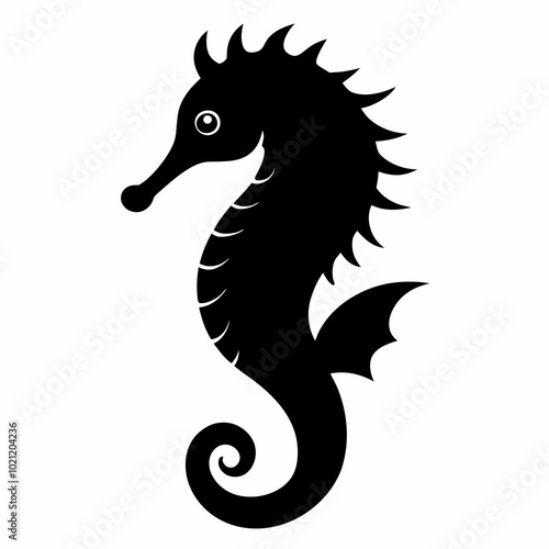Seahorse silhouette, sea horse icon, Seahorse vector illustration
