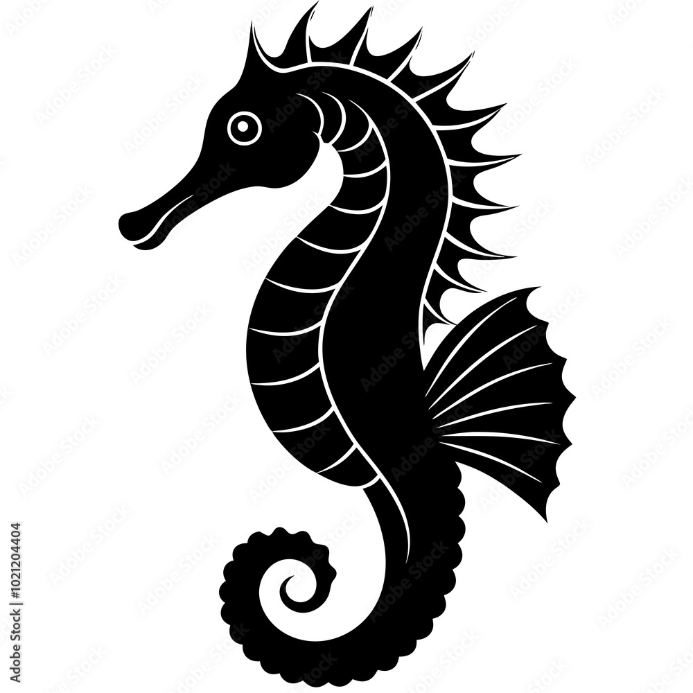 Fototapeta premium Seahorse silhouette, sea horse icon, Seahorse vector illustration 