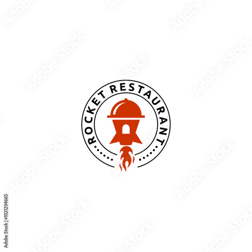 restaurant rocket logo with emblem shape in flat design