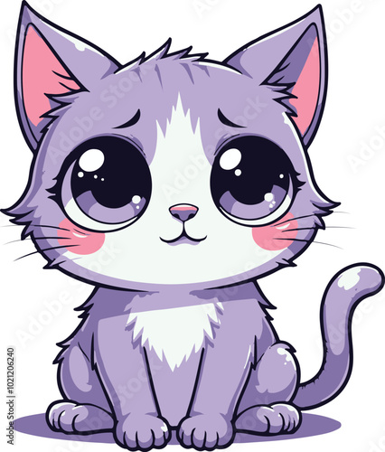 Sad cat character vector illustration mascot logo