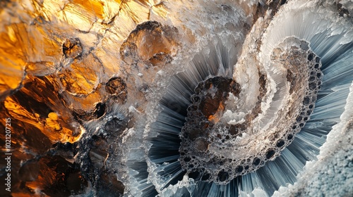 Intricate Patterns Revealed in a Slice of Quartz, Showing the Beauty of the Mineral's Inner Structure