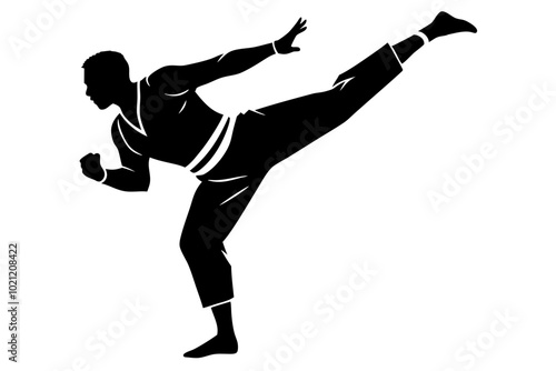 Brazilian Capoeira Fighter Silhouette Vector Illustration Traditional Clipart