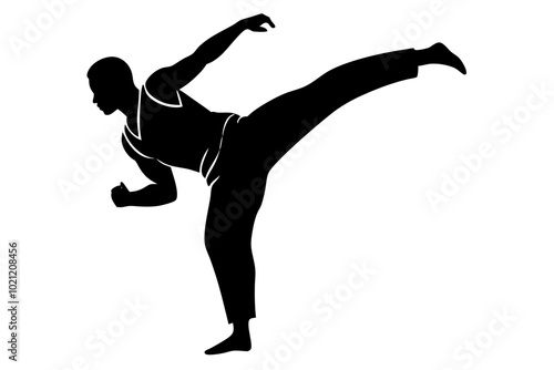 Brazilian Capoeira Fighter Silhouette Vector Illustration Traditional Clipart