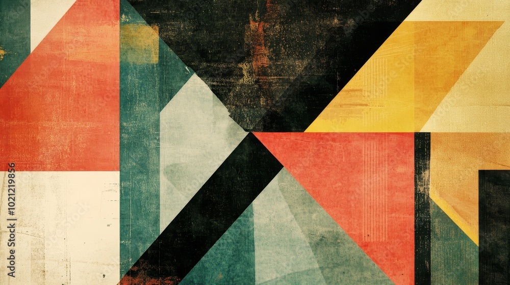 Fototapeta premium Abstract geometric design featuring bold colors and shapes, evoking a sense of modern art and creativity.