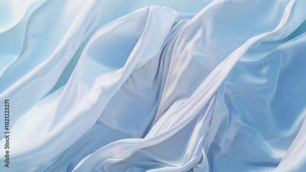 Multiple layers of white fabric gracefully, pale blue gradient edges. depth and luxury with an ethereal, calm motion, 4k High-Quality gradient luxurious background Animation Video Multiple layers of white fabric gracefully, pale blue gradient edges. depth and luxury with an ethereal, calm motion, 4k High-Quality gradient luxurious background Animation Video
