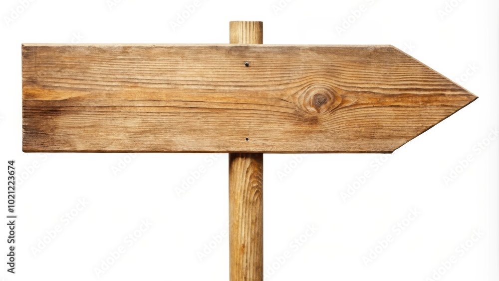 A simple wooden arrow sign with a weathered, natural surface, perfect for a rustic design or informational display. A simple wooden arrow sign with a weathered, natural surface, perfect for a rustic design or informational display.