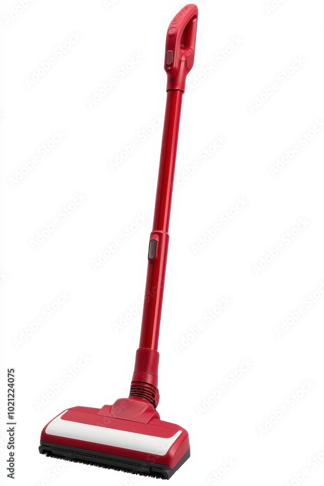 Red vacuum cleaner, white isolated background Red vacuum cleaner, white isolated background