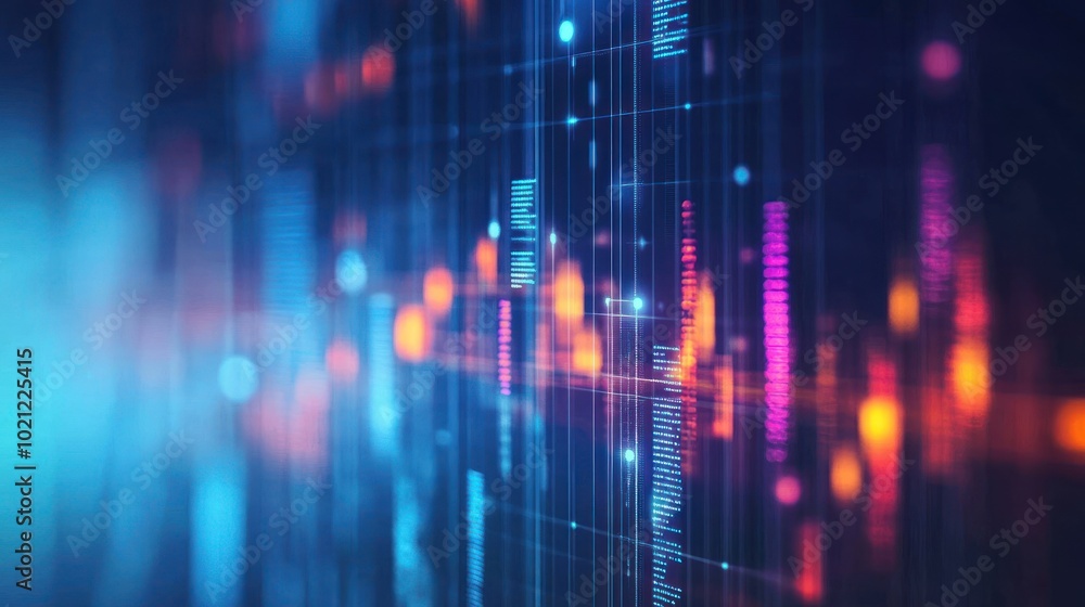 Abstract digital background with colorful data visualization and glowing lines. Abstract digital background with colorful data visualization and glowing lines.
