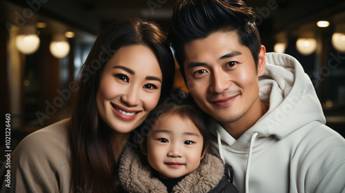 Warm Asian Family Scene. Asian Home Happiness....