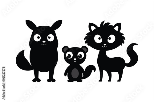  A set of cute  funny animals vector artwork illustration. photo