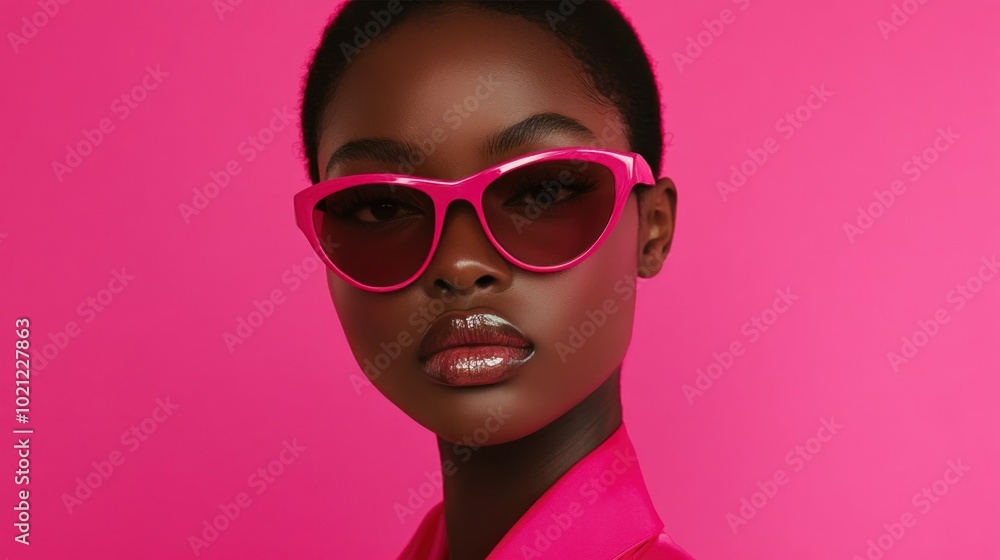 A fashion model posing in front of a bright pink background, adding vibrancy and a high-fashion vibe to the shoot A fashion model posing in front of a bright pink background, adding vibrancy and a high-fashion vibe to the shoot