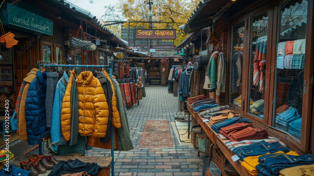 Obraz premium The Vibrancy of a Vintage Clothing Market