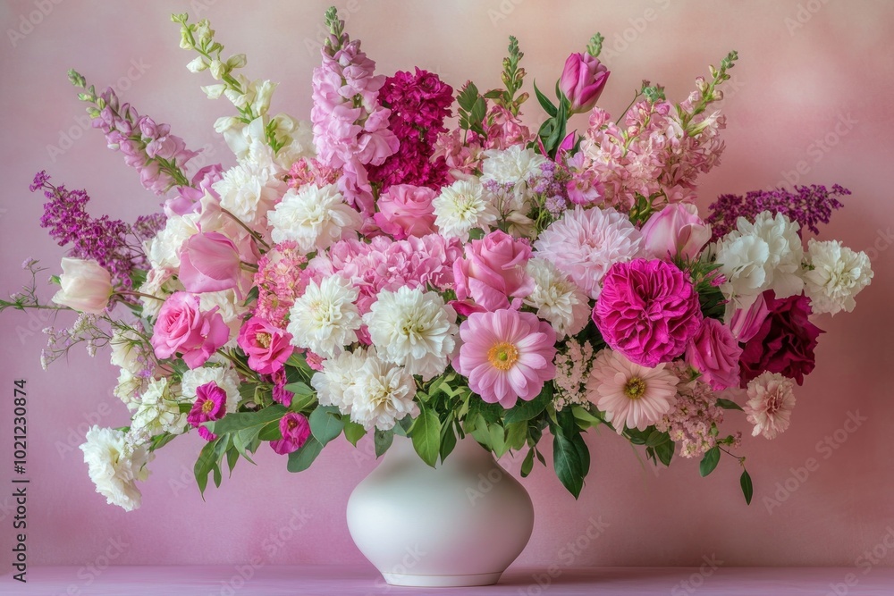 Colorful Arrangement of Pink Flowers in Vase Colorful Arrangement of Pink Flowers in Vase